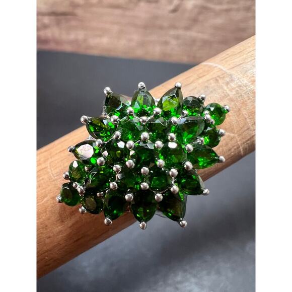 Chrome diopside sterling silver cocktail ring size 8 - Picture 7 of 16